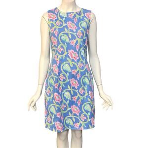Leggiadro Dress Floral Crew Neck Sleeveless Midi Women Size 14